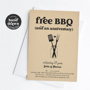 Gratis BBQ Funny Jubileum Feestuitnodiging Kaart