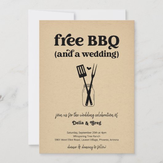 Gratis BBQ Grappige bruiloft uitnodiging (Voorkant)