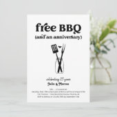 Gratis BBQ Grappige Jubileum Feest Uitnodiging (Staand voorkant)