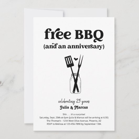 Gratis BBQ Grappige verjaardagsfeest uitnodiging (Voorkant)