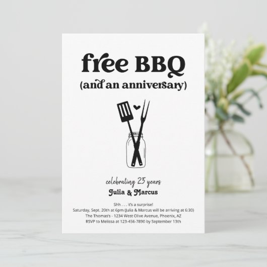 Gratis BBQ Grappige verjaardagsfeest uitnodiging (Staand voorkant)
