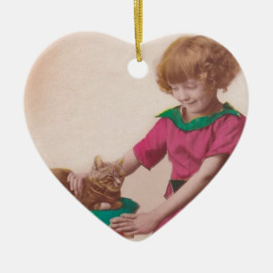 gratis bedrukbaar - foto van meisjes en katten ge keramisch ornament