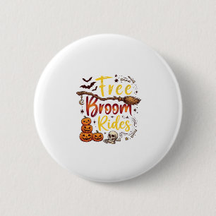 Gratis Bezem Ritten Halloween Pompoenen Schedel Vl Ronde Button 5,7 Cm