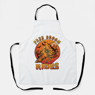 Gratis Bezem Ritten Halloween Skelet Pompoen Oranj Schort