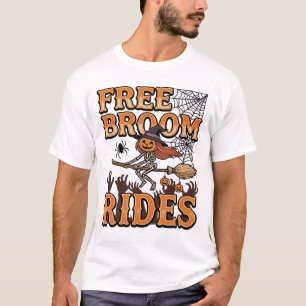 Gratis bezemritten Halloween Heks Skelet Ontwerp_1 T-shirt
