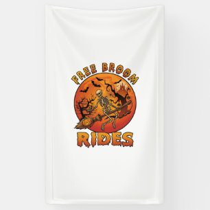 Gratis Bezemritten Halloween Skelet Pompoen Oranje Spandoek