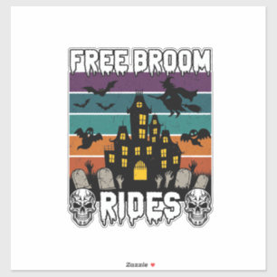 Gratis bezemritten Halloween spookhuis heks Sku Sticker