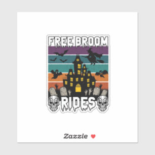 Gratis bezemritten Halloween spookhuis heks Sku Sticker