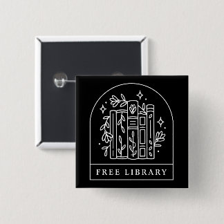 Gratis bibliotheek boekenruil vierkante button 5,1 cm