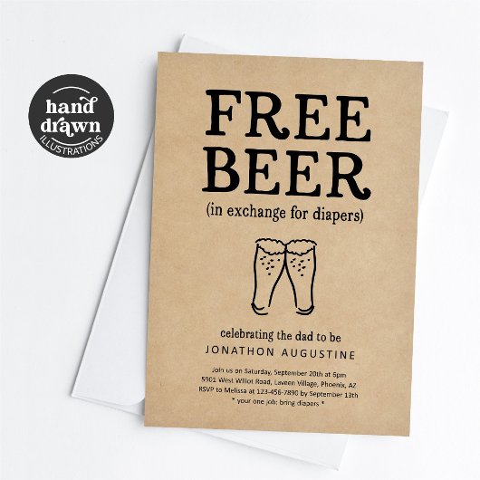 Gratis bier Grappige Luier Feest Uitnodiging