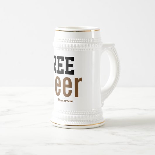 gratis bier morgen grappig drink steinse mok ontwe (Voorkant rechts)