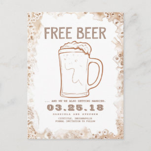 Gratis bier   Rustic Funny Save the Date Aankondigingskaart