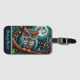 Gratis Borduurwerk met Fantasievolle Uil Bagagelabel