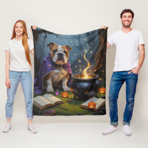 Gratis Bulldog Whimsical Halloween Schilderij Fleece Deken