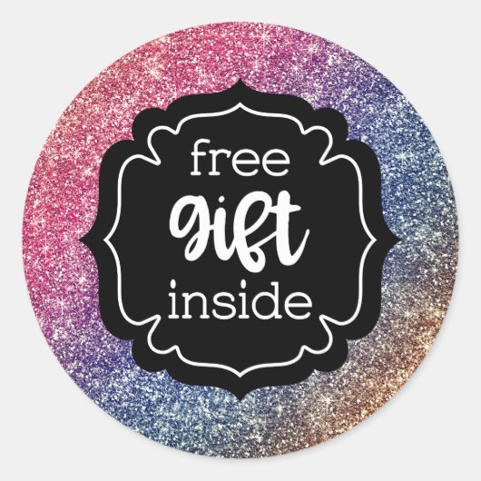 Gratis cadeau in glitterlabel stickers (Voorkant)