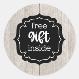 Gratis cadeaus aan de binnenkant van bijtende stic ronde sticker