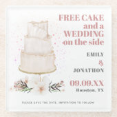 Gratis cake bruiloft op zijroze grappigheid bespaa glazen onderzetter (Voorkant)