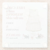 Gratis cake bruiloft op zijroze grappigheid bespaa glazen onderzetter (Achterkant)