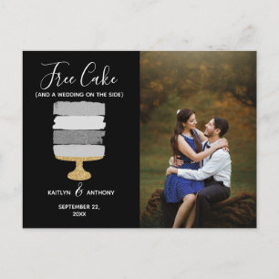 Gratis Cake Funny Modern Photo Wedding Save the Da Aankondigingskaart