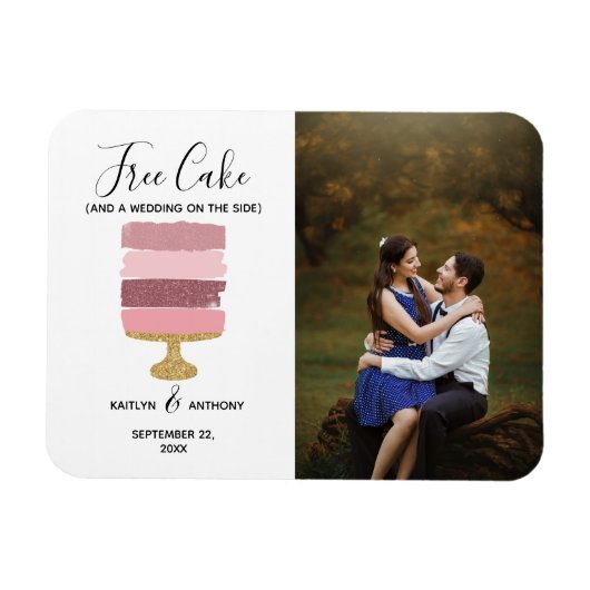 Gratis Cake Funny Modern Photo Wedding Save the Da Magneet (Horizontaal)