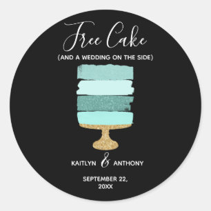 Gratis Cake Funny Modern Photo Wedding Save the Da Ronde Sticker