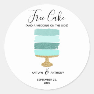 Gratis Cake Funny Modern Photo Wedding Save the Da Ronde Sticker