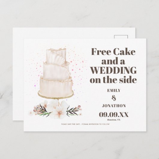 Gratis Cake Weddenschap aan de zijkant van Boho be Aankondigingskaart (Voorkant / Achterkant)