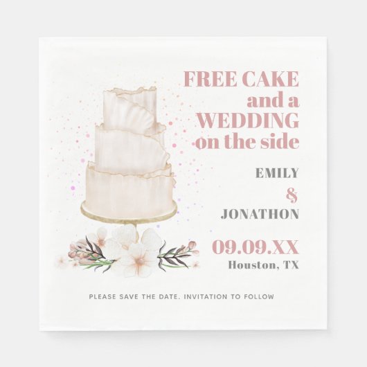 Gratis Cake Weddenschap op zijroze flauwte sparen  Servet (Voorkant)