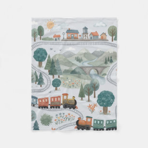 Gratis Dorpskaart Met Trein Speelse Landschap Fleece Deken