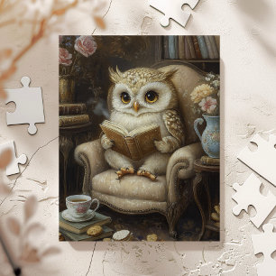 Gratis download Whimsical Uil Lezen Kunstprint Legpuzzel