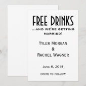 "Gratis drankjes" bewaar de datum Save The Date (Voorkant / Achterkant)