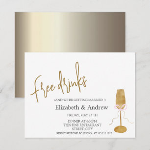 Gratis drankjes, chic champagneglas kaart