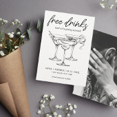 Gratis drankjes Cocktail Foto Grappig Huwelijk Save The Date