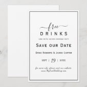 Gratis drankjes Save the Date kaart (Voorkant / Achterkant)