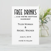 "Gratis drankjes" Save the Dates Date (Staand voorkant)