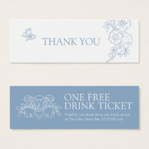 Gratis drink trouwvoucher kaart fleur de lis blauw