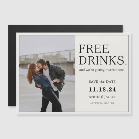 Gratis Drinken Bewaar de datummagneet (Voorkant / Achterkant)