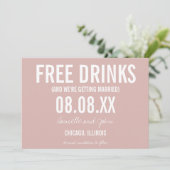 Gratis Drinken Blush roze foto Weddenschap Save th Save The Date (Staand voorkant)