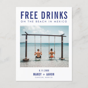 Gratis Drinken Cancun Mexico Save the Date Aankondigingskaart
