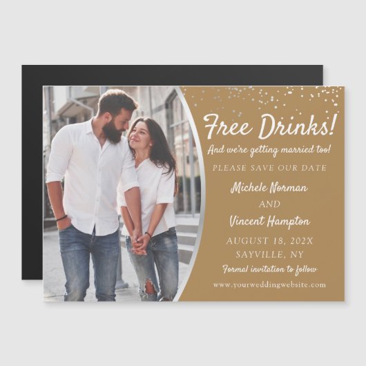 Gratis Drinken! Casual sparen de Foto Magnet van d (Voorkant / Achterkant)