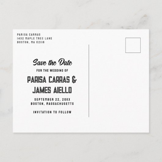 Gratis Drinken! Cool Modern Bruiloft Save the Date Aankondigingskaart (Achterkant)