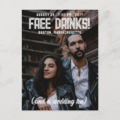 Gratis Drinken! Cool Modern Bruiloft Save the Date Aankondigingskaart (Voorkant)
