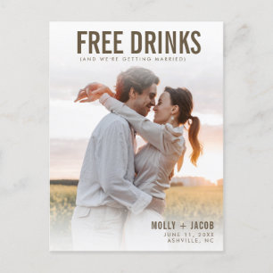 Gratis Drinken Foto bruiloft opslaan Datum Aankondigingskaart