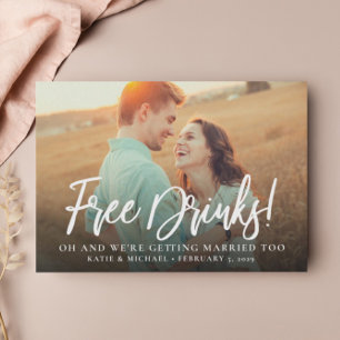 Gratis Drinken Foto Funny Save the Date Announding Kaart