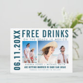Gratis Drinken Foto Mexico Beach Wedding Aankondiging (Staand voorkant)