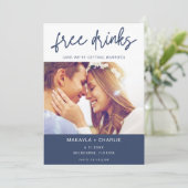 Gratis Drinken Fotobruiloft Save The Date (Staand voorkant)