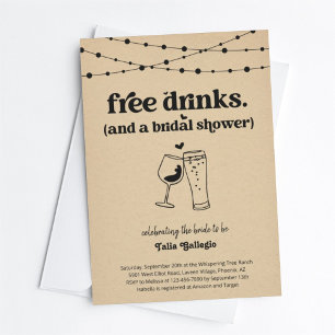 Gratis Drinken Funny Bridal Wedding Shower Kaart