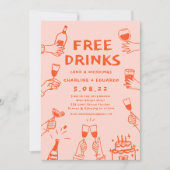 Gratis Drinken Funny Photo Qrcode Bruiloft Kaart (Voorkant)