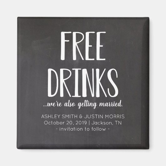 Gratis Drinken Funny Save the Date Magnets Magneet (Voorkant)