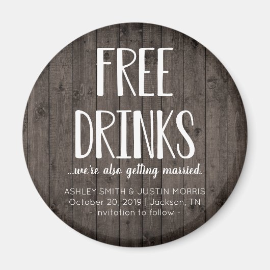 Gratis Drinken Funny Save the Date Magnets Magneet (Voorkant)
